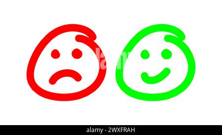 A pair of happy and sad face icons Stock Vector