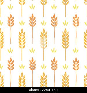 Wheat brush texture seamless pattern background. Hand drawn crayon ...