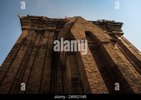 Ponagar or Thap Ba Po Nagar is a Cham temple tower near Nha Trang city in Vietnam. Vertical view of Ponagar temple. Stock Photo