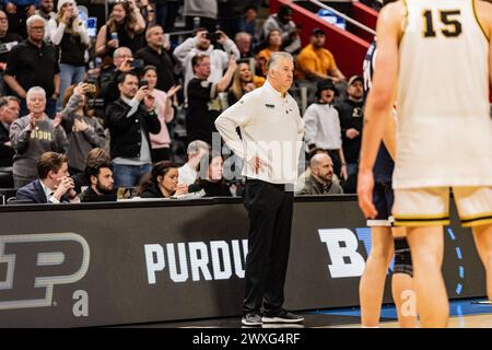 Detroit, United States. 29th Mar, 2024. Purdue Boilermakers Head Coach Matt Painter seen during the Sweet 16 round of the NCAA Men's Basketball Tournament at Little Caesars Arena. Final score; Purdue 80:68 Gonzaga Credit: SOPA Images Limited/Alamy Live News Stock Photo