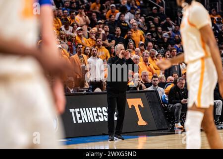 Detroit, United States. 29th Mar, 2024. Head Coach Rick Barnes of Tennessee Volunteers seen against the Creighton Bluejays in the Sweet 16 round of the NCAA Men's Basketball Tournament at Little Caesars Arena. Final score; Tennessee 82-75 Creighton (Photo by Nicholas Muller/SOPA Images/Sipa USA) Credit: Sipa USA/Alamy Live News Stock Photo