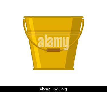 Empty golden bucket. Vector on white background. Stock Vector