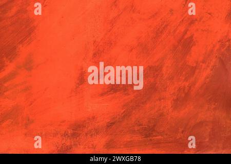 Red Orange Paint Abstract Old Pattern On Metal Surface Wall Texture Background. Stock Photo