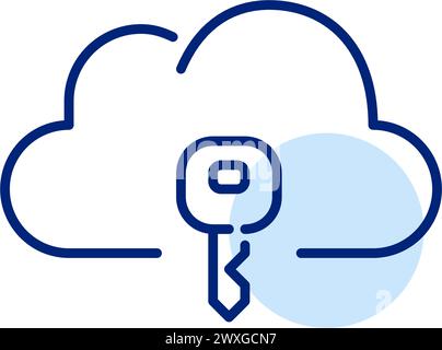 Cloud and key signifying secure cloud storage, ensuring data protection and access control. Pixel perfect vector icon Stock Vector
