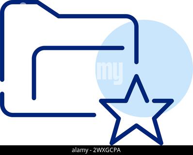 Folder and star. Highlited or favorite files. High-rated documents. Pixel perfect, editable stroke icon Stock Vector
