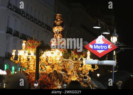 Madrid, Spain. 29th Mar, 2024. Madrid, Spain. Procession of Jesuschrist Medinaceli (church), Friday March 29, 2024, during Come Holy. Photographer number C7034. SPAIN MADRID HOLY WEEK Credit: Cesar Luis de Luca/dpa/Alamy Live News Stock Photo