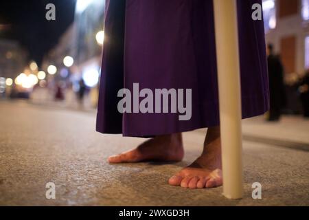 Madrid, Spain. 29th Mar, 2024. Madrid, Spain. Procession of Jesuschrist Medinaceli (church), Friday March 29, 2024, during Come Holy. Photographer number C7034. SPAIN MADRID HOLY WEEK Credit: Cesar Luis de Luca/dpa/Alamy Live News Stock Photo