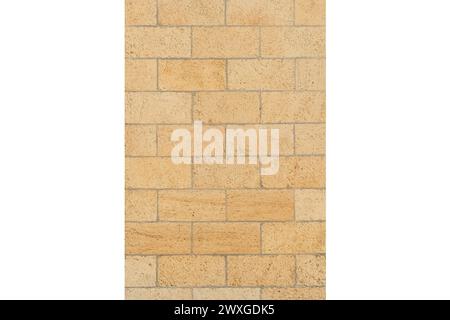 Brick Blocks Shell Wall Masonry Sand Natural House Structure Background Limestone Texture Isolated White Background Object Architecture. Stock Photo
