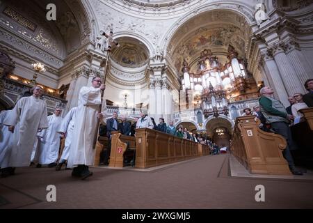 Berlin, Germany. 31st Mar, 2024. The procession to the Easter Sunday service in Berlin Cathedral. Credit: Sebastian Christoph Gollnow/dpa/Alamy Live News Stock Photo