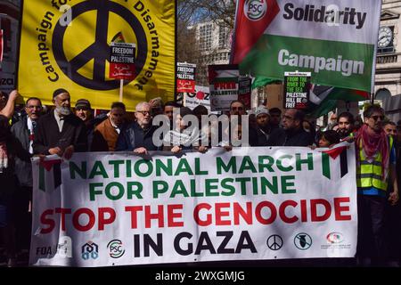 London, England, UK. 30th Mar, 2024. Former Labour leader JEREMY CORBYN takes part in the protest, Tens of thousands of people marched in solidarity with Palestine in Central London, calling for a ceasefire as the Israel-Hamas war continues. (Credit Image: © Vuk Valcic/ZUMA Press Wire) EDITORIAL USAGE ONLY! Not for Commercial USAGE! Stock Photo