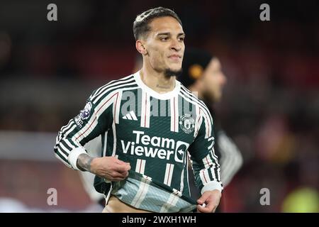 London, UK. 30th Mar, 2024. Antony of Manchester United during the Premier League match at Gtech Community Stadium, London. Picture credit should read: Paul Terry/Sportimage Credit: Sportimage Ltd/Alamy Live News Stock Photo