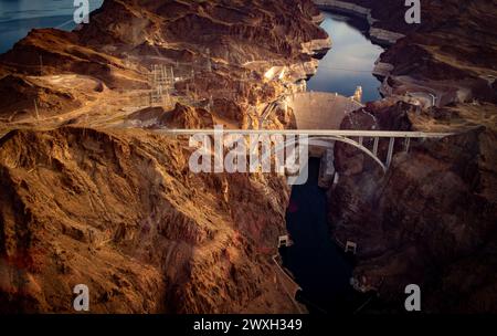 An Aerial View of the Hoover Dam in Nevada Stock Photo