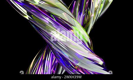 Abstract twisting shapes on black 3d render Stock Photo