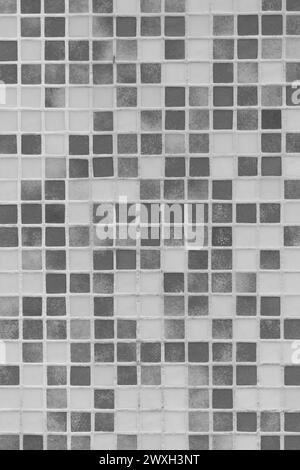 Mosaic Square Ceramic Tiles Black And Grey Abstract Bath Pattern Toilet Texture Background. Stock Photo
