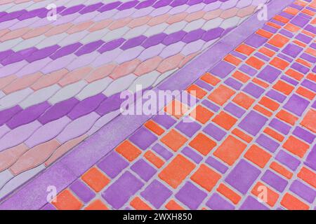 Two Kinds Paving Colored Tiles Dividing Border Curb Mosaic Stone Street ...