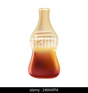 3D jelly candy of cola bottle shape and flavor, sweet chewy dessert vector illustration Stock Vector