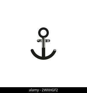 Anchor vector icon logo boat symbol pirate helm Nautical maritime simple illustration graphic doodle design Stock Vector
