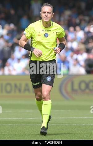 Naples, Italy. 30th Mar, 2024. Luca Paieretto the referee during the Serie A match between SSC Napoli vs Atalanta BC at Diego Armando Maradona on March 30, 2024 in Naples, italy final score 0-3 (Photo by Agostino Gemito/Pacific Press) Credit: Pacific Press Media Production Corp./Alamy Live News Stock Photo