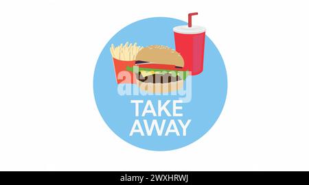 Take Away Burger Icon. Vector flat editable isolated illustration Stock Vector