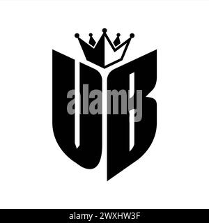 VB Letter monogram with shield shape with crown black and white color ...