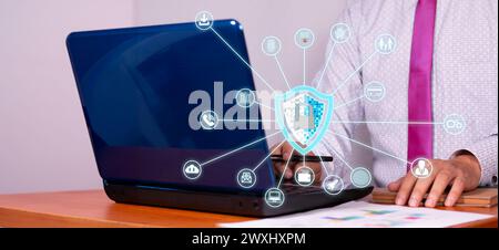 Business Cyber Security Data Protection and Information Privacy. concept: antivirus technology Stock Photo