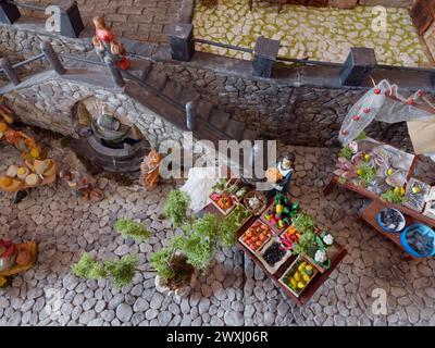 Model Nativity scene in a house in Montefiascone, Lazio Region, Italy. March 31st, 2024 Stock Photo