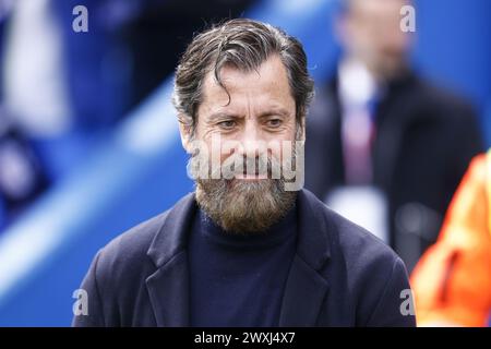 Quique Sanchez Flores, head coach of Sevilla FC during the Spanish championship La Liga football match between Getafe CF and Sevilla FC on March 30, 2024 at Coliseum de Getafe stadium in Getafe, Madrid, Spain Stock Photo