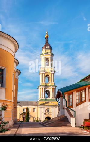 bell tower with the gateway Church of the Presentation was built at the beginning of the 19th century in the style of mature classicism. The Epiphany Stock Photo
