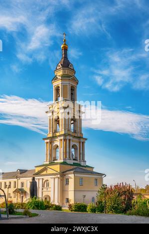 bell tower with the gateway Church of the Presentation was built at the beginning of the 19th century in the style of mature classicism. The Epiphany Stock Photo
