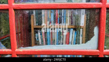 The Library Telephone Box at Abdon, Brown Clee Hill, Shropshire Stock Photo