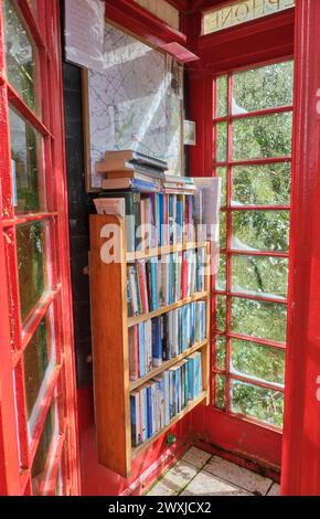 The Library Telephone Box at Abdon, Brown Clee Hill, Shropshire Stock Photo