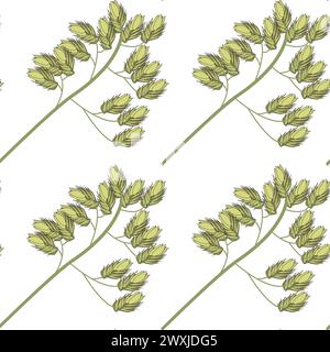 Seamless pattern from the top of wild field grass. Vector illustration. Stock Vector