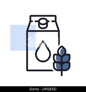 Carton of milk with flavor cereal vector icon. Dairy product sign. Graph symbol for cooking web site and apps design, logo, app, UI Stock Vector