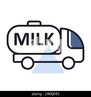 Dairy milk delivery service, truck with milk vector on dark background ...