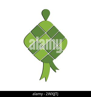 Vector illustration of ketupat, a Eid tradition in Indonesia, Hanging ketupat vector clip art icon for ramadan and Eid Al Fitr decoration element Stock Vector