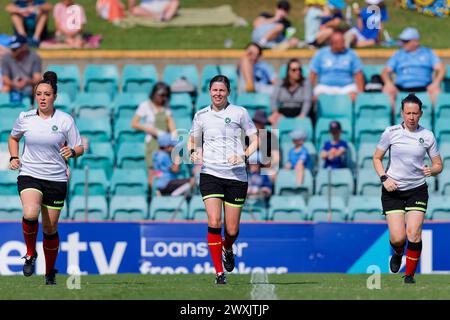 Sydney, Australia. 31st Mar, 2024. Match referees warm up before the A-League Women Rd22 match between Sydney FC and Melbourne Victory at Leichhardt Oval on March 31, 2024 in Sydney, Australia Credit: IOIO IMAGES/Alamy Live News Stock Photo