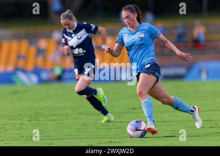 Sydney, Australia. 31st Mar, 2024. Margaux Chauvet controls the ball during the A-League Women Rd22 match between Sydney FC and Melbourne Victory at Leichhardt Oval on March 31, 2024 in Sydney, Australia Credit: IOIO IMAGES/Alamy Live News Stock Photo