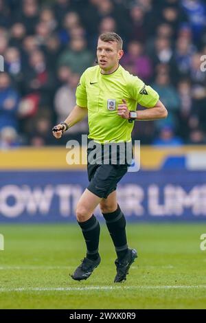 Hull, UK. 09th Mar, 2024. Referee Sam Barrott during the Hull City AFC v Leicester City FC sky bet EFL Championship match at the MKM Stadium, Hull, England, United Kingdom on 9 March 2024 Credit: Every Second Media/Alamy Live News Stock Photo