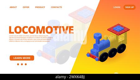 Web template with a locomotive. Vector Stock Vector