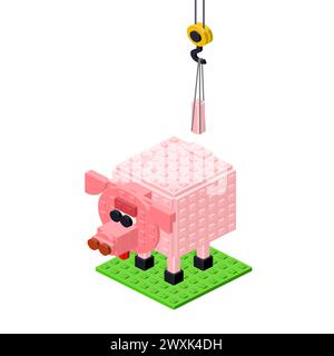 Pig breeding concept on white background. Vector Stock Vector
