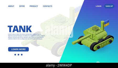 Web template with a tank. Vector Stock Vector