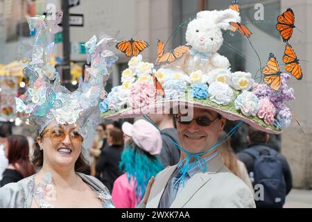 Fifth Avenue, New York, USA, March 31, 2024 - Thousands of peoples participated on the Easter Parade and Bonnet Festival 2024 Today in New York City. Photo: Luiz Rampelotto/EuropaNewswire Editorial Use Only. Not for Commercial USAGE! Stock Photo
