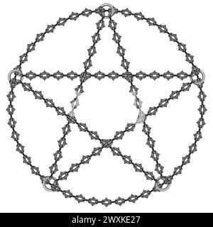 Vector design of satanic pentagram with cutting chains Stock Vector