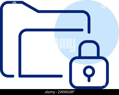 File folder and lock. Protected documents and data privacy. Secure file storage and confidentiality. Pixel perfect icon Stock Vector