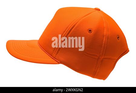 Orange Hat Side View Out on White. Stock Photo
