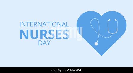 International nurses day text card. Holiday banner with medical symbols flat illustration. Stock Vector