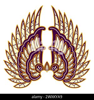 Vintage and classic of Javanese ethnic batik element. Mythology of Indonesia culture. Wing shape of batik. Vector eps 10. Stock Vector