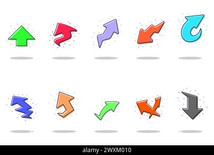 Arrows big black set icons. Freehand arrow icon. Arrow vector collection. Vintage and modern arrows element. Vector eps 10. Stock Vector