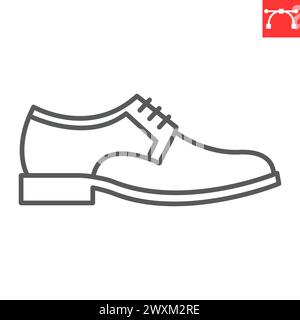 Leather shoes line icon, clothes and footwear, shoe vector icon, vector graphics, editable stroke outline sign, eps 10. Stock Vector