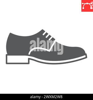 Leather shoes glyph icon, clothes and footwear, shoe vector icon, vector graphics, editable stroke solid sign, eps 10. Stock Vector